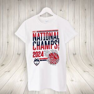 UConn Mens Basketball 2024 Champions Swish T Shirt Graphic Fan Gift Retro Tee 92